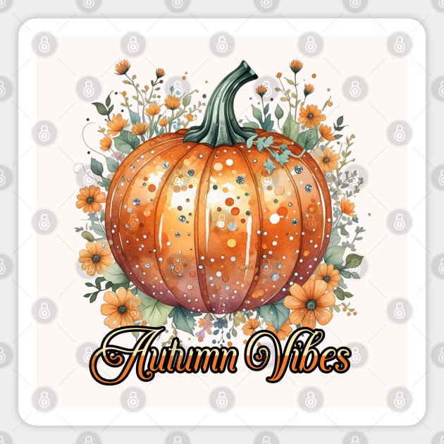 Watercolor Pumpkin Autumn Vibes Magnet by HolidayBug
